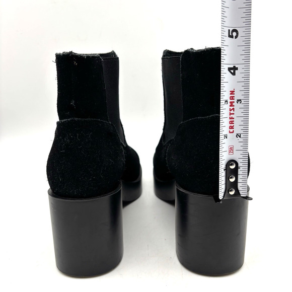 Anthropolgie SixtySeven Black Suede Leather Block Heel Platform Boots 7.5 38 - Picture 9 of 16